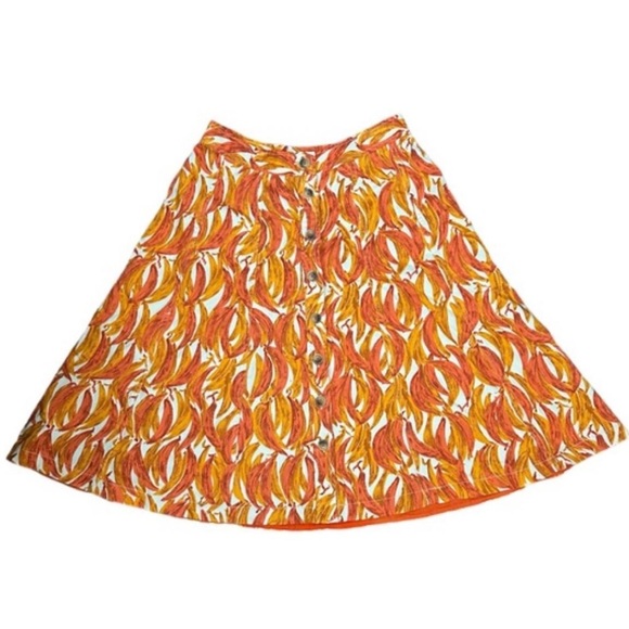 Maeve by Anthropologie Button up Banana Grove Denim Midi A-Line Skirt Orange 4 - Picture 3 of 13
